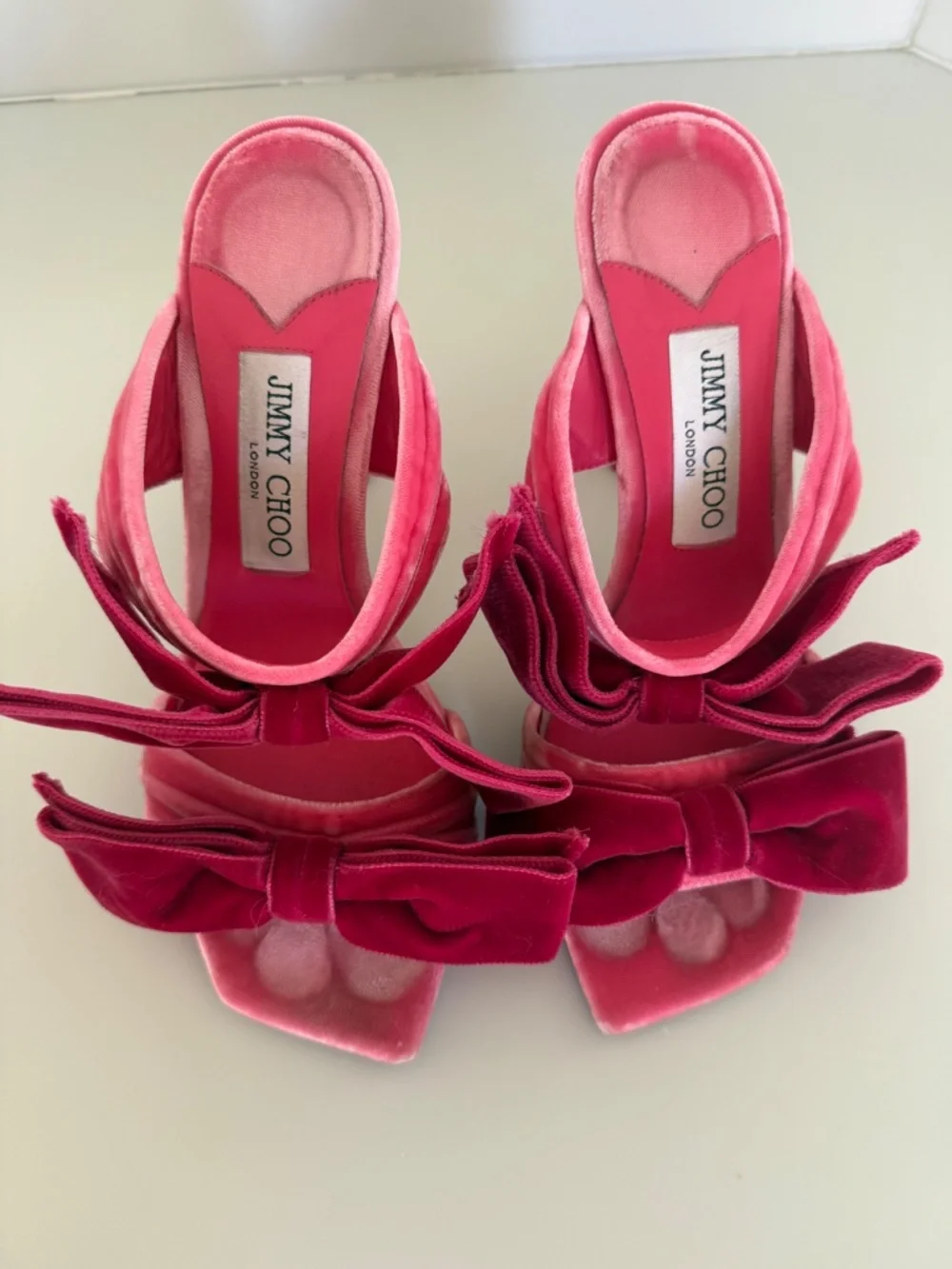 Jimmy Choo Women's Flaca Sandals 100 Velvet Candy Pink/Fuchsia